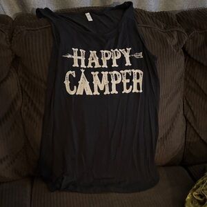 Black 'Happy Camper' Tank Top